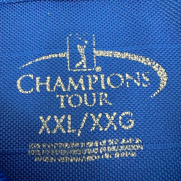 Mens Champions Tour Size XXL Blue Polo Shirt Short Sleeve - Picture 3 of 4